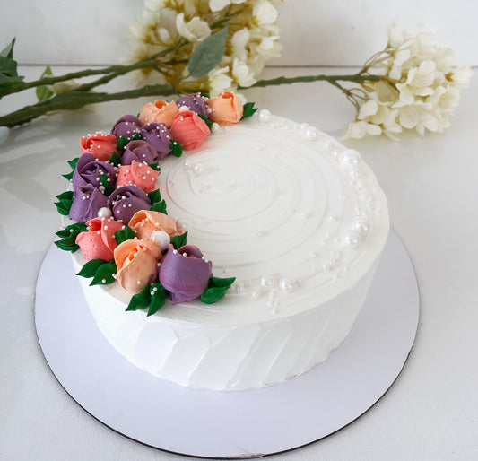 Whipped cream rose cake