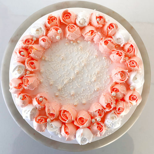 Peach And White Roses with Pearls