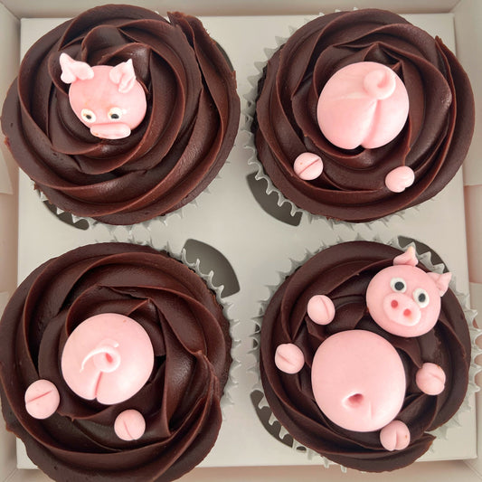 Cute piglets cupcakes (Box of 4)